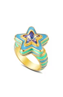 July Child Star Trippin' Signet Ring in Gold/Multi Cubic/Blue/Green at Nordstrom