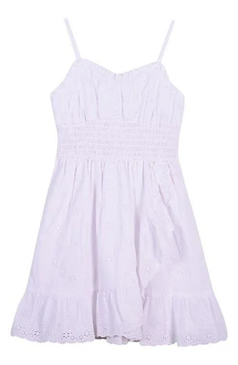 Zunie Kids' Cotton Eyelet Smocked Dress White at Nordstrom,