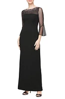 Alex Evenings Rhinestone Yoke Column Gown at Nordstrom,