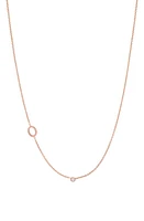 BYCHARI Asymmetric Initial & Diamond Pendant Necklace in 14K Rose Gold-O at Nordstrom