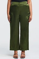 Estelle Tess Satin Wide Leg Pants Olive at Nordstrom,