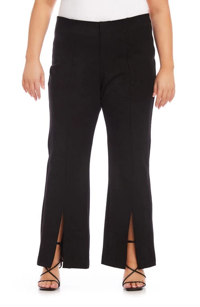 Karen Kane Front Slit Stretch Twill Bootcut Pants Black at Nordstrom,