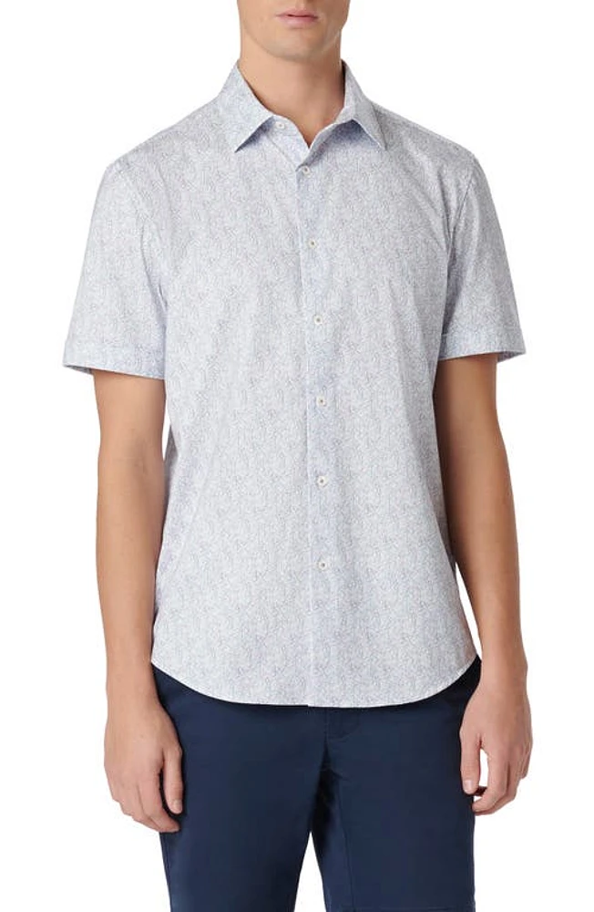 Bugatchi Miles OoohCotton Abstract Short Sleeve Button-Up Shirt Stone Multi at Nordstrom,