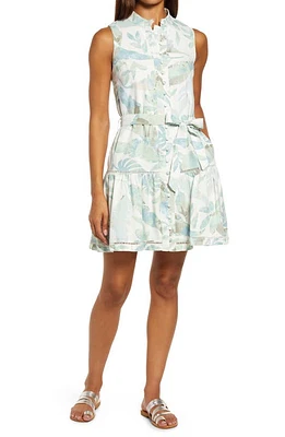 BTFL-life Leaf Print Minidress Sage at Nordstrom,