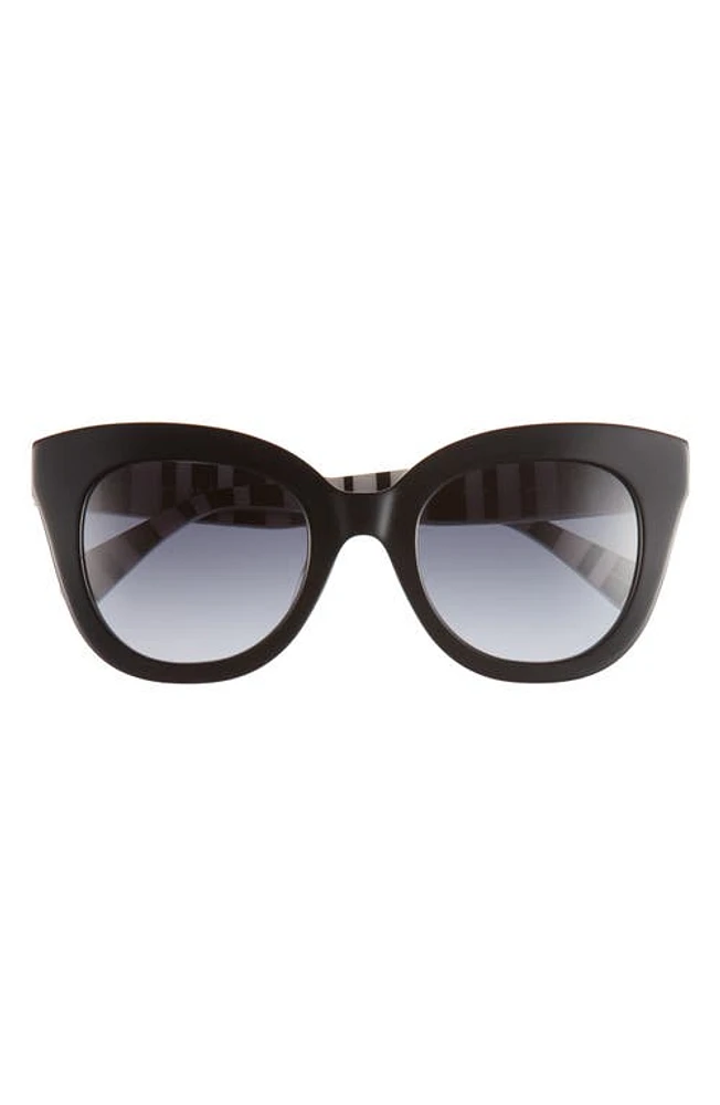 Kate Spade New York belah 50mm gradient round sunglasses in Black Pattern White/Grey at Nordstrom