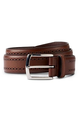 Allen Edmonds Manistee Brogued Leather Belt Coffee at Nordstrom,