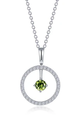 Lafonn Simulated Diamond Lab-Created Birthstone Reversible Pendant Necklace in Light Green/August at Nordstrom, Size 20