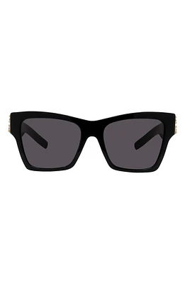 Givenchy Plumeties 54mm Square Sunglasses in Shiny Black /Smoke at Nordstrom