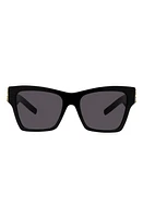 Givenchy Plumeties 54mm Square Sunglasses in Shiny Black /Smoke at Nordstrom