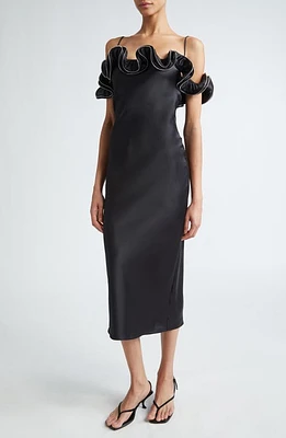 Coperni Zip Ruffles Sheer Dress Black at Nordstrom, Us