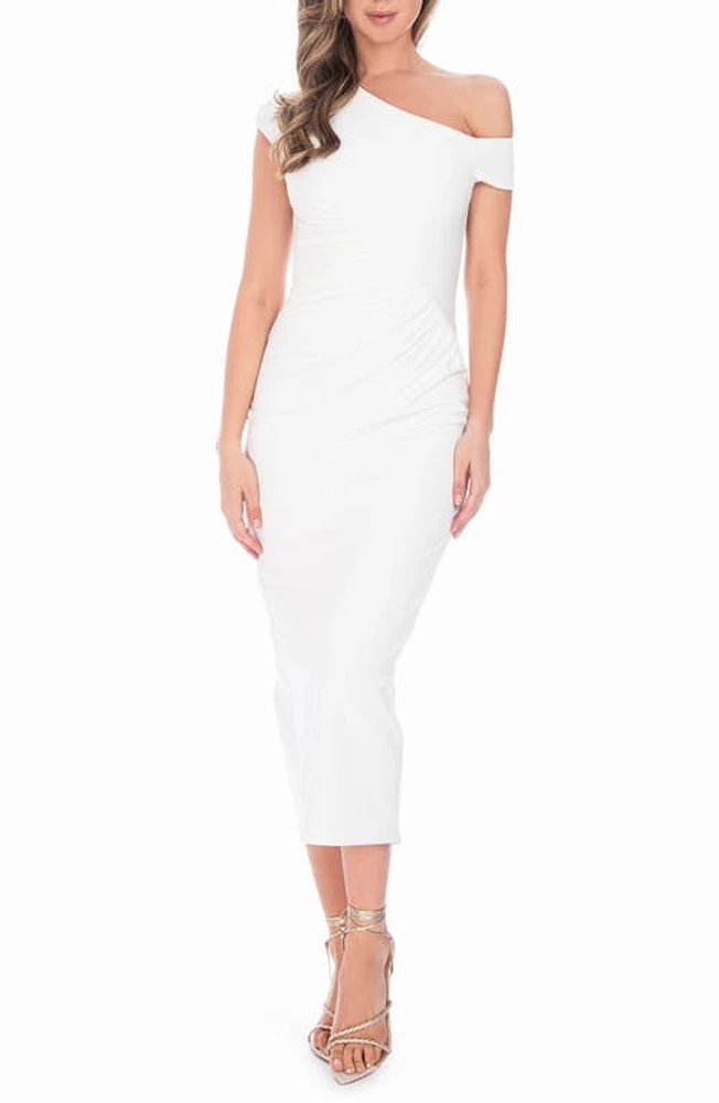 Katie May Josie One-Shoulder Ruched Cocktail Dress Ivory at Nordstrom,