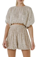 Endless Rose Sequin Puff Crop Top at Nordstrom,