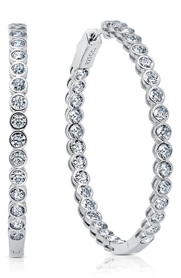 Crislu Cubic Zirconia Inside Out Hoop Earrings in Platinum at Nordstrom