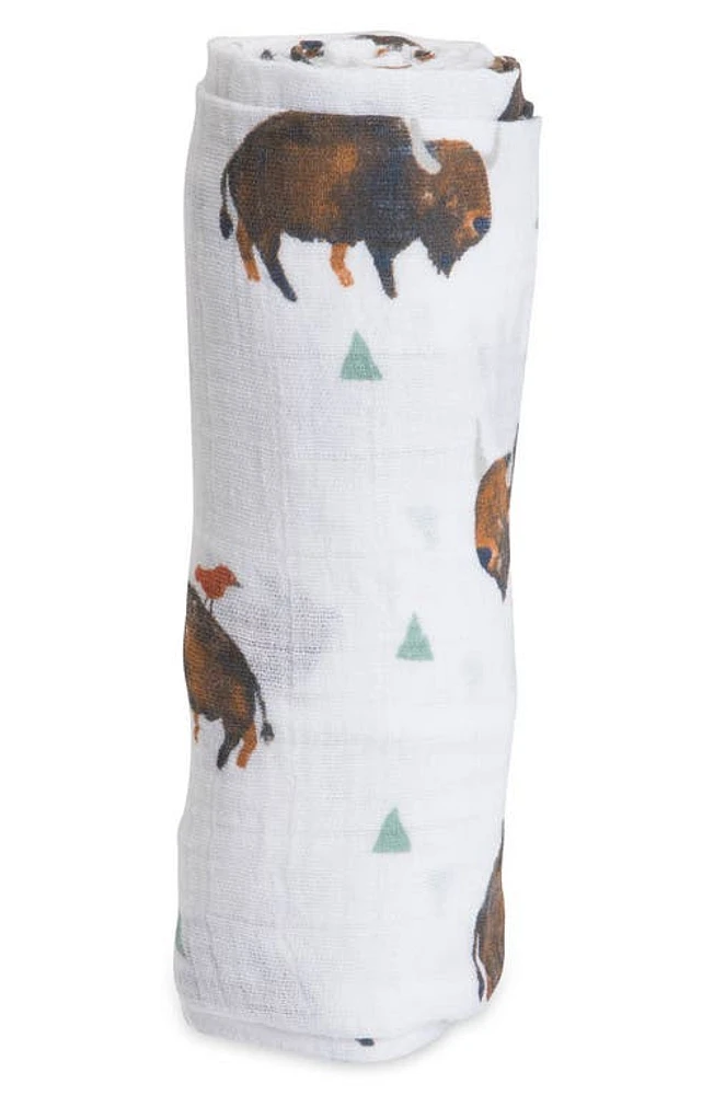 little unicorn Cotton Muslin Swaddle Blanket in Bison at Nordstrom