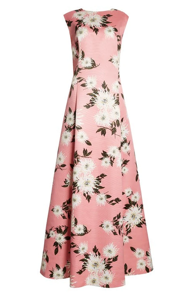 Emilia Wickstead Nodin Floral Taffeta Faille Gown Large Dahlia Coral at Nordstrom, Us