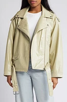 Noisy may Kane Paulina Faux Leather Moto Jacket Eucalyptus at Nordstrom,