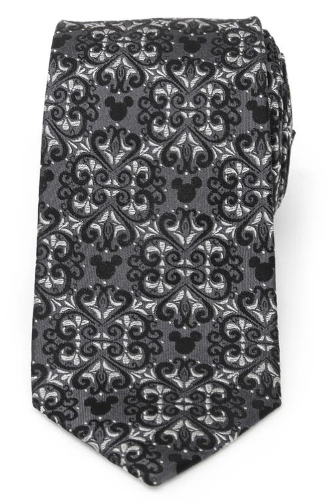 Cufflinks, Inc. x Disney Mickey Mouse Damask Tile Silk Tie in Gray at Nordstrom