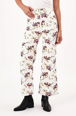 Rolla's Floral Wide Leg Ankle Jeans Cream at Nordstrom,