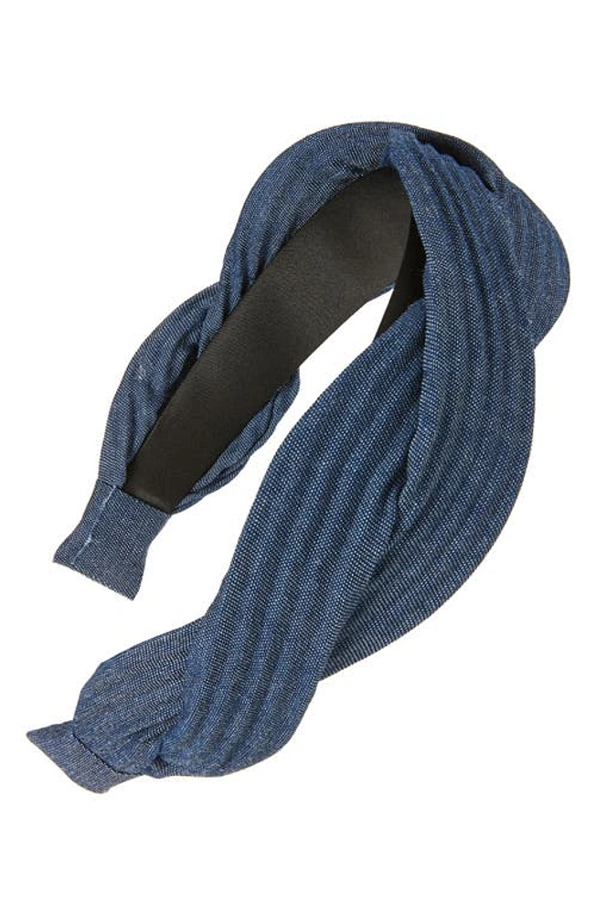 Tasha Wide Braided Headband in Darkdenim at Nordstrom