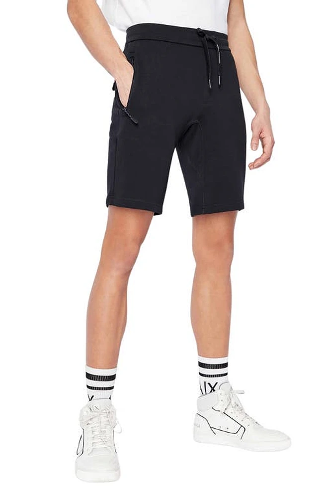 Armani Exchange Cotton Drawstring Shorts Solid Blue Navy at Nordstrom,