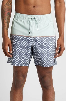 RVCA County Stripe Swim Shorts Light Blue at Nordstrom,