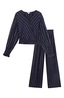 Habitual Girl Kids' Cover-Up Top & Pants Set Navy at Nordstrom,