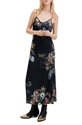 AllSaints Bryony Sanibel Midi Slipdress Black at Nordstrom, Us