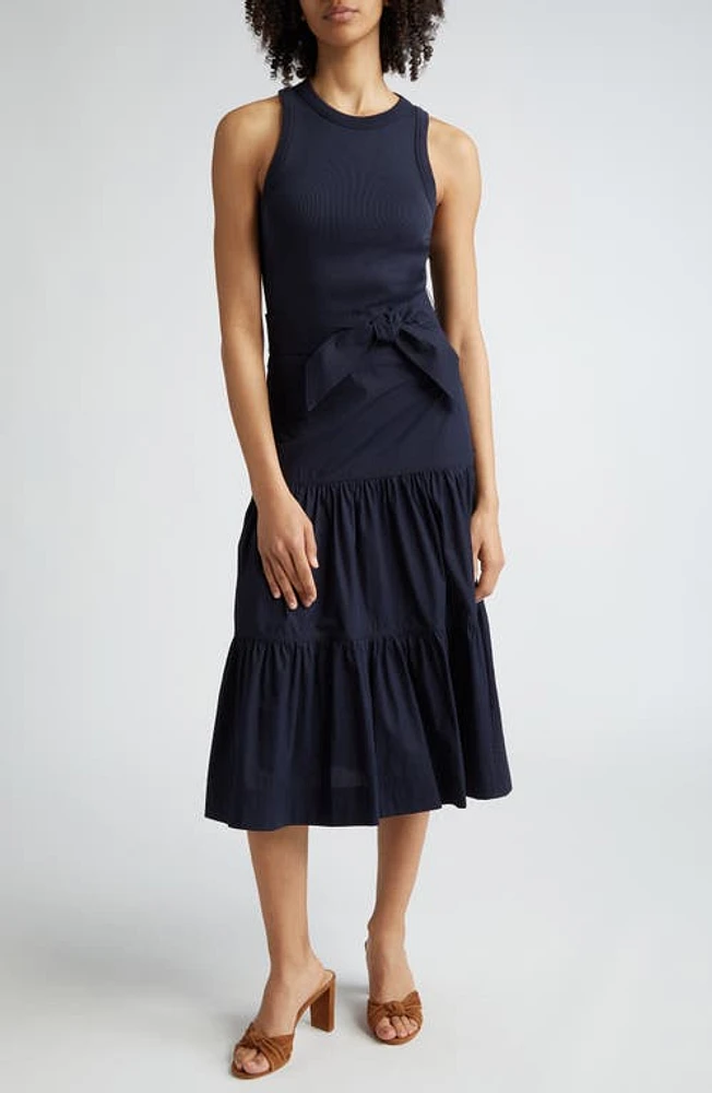 Veronica Beard Austyn Belted Sleeveless Dress Navy at Nordstrom,