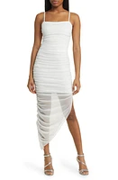 Jump Apparel Glitter Matte Ruched Jersey Dress in White at Nordstrom, Size X-Large