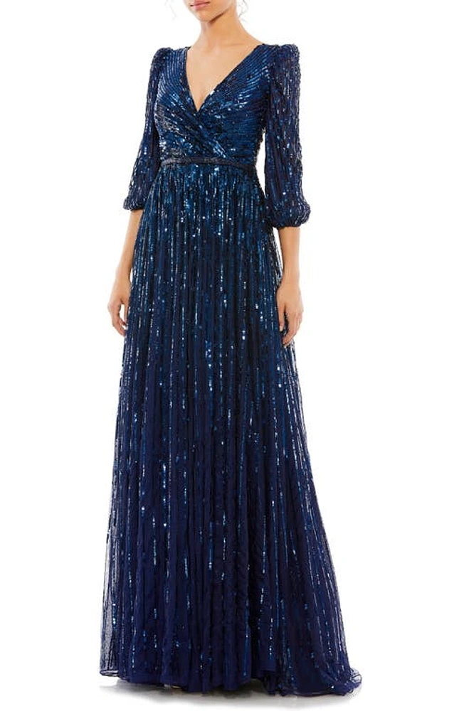 Mac Duggal Sequin Surplice Tulle Gown at Nordstrom,