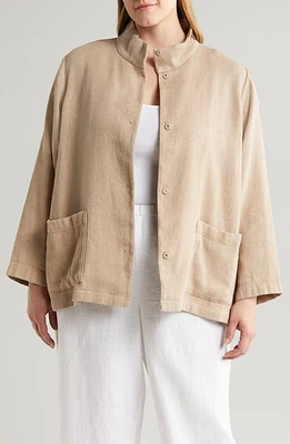 Eileen Fisher Organic Linen & Cotton Jacket Wheat at Nordstrom,