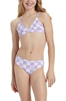 Billabong Kids' Check Your Palm Banded Triangle Two-Piece Swimsuit Peaceful Lilac at Nordstrom,