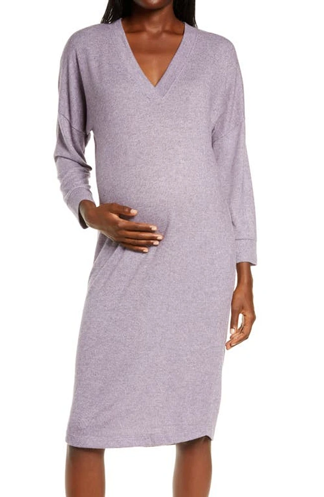 Belabumbum Anytime Maternity/Nursing Long Sleeve Lounge Dress Marl at Nordstrom,