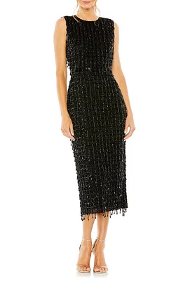 Mac Duggal Embellished Sleeveless Tweed Midi Dress at Nordstrom,