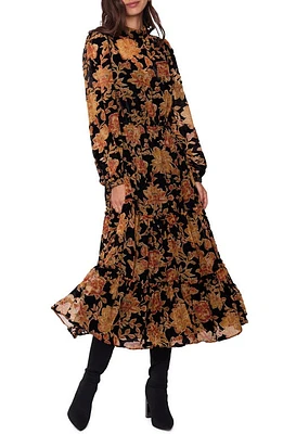 Lost + Wander Cabin Hideaway Long Sleeve Velvet Maxi Dress in Black Floral at Nordstrom, Size Small