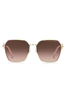 Marc Jacobs 58mm Gradient Square Sunglasses in Gold Pink/Brown Gradient at Nordstrom