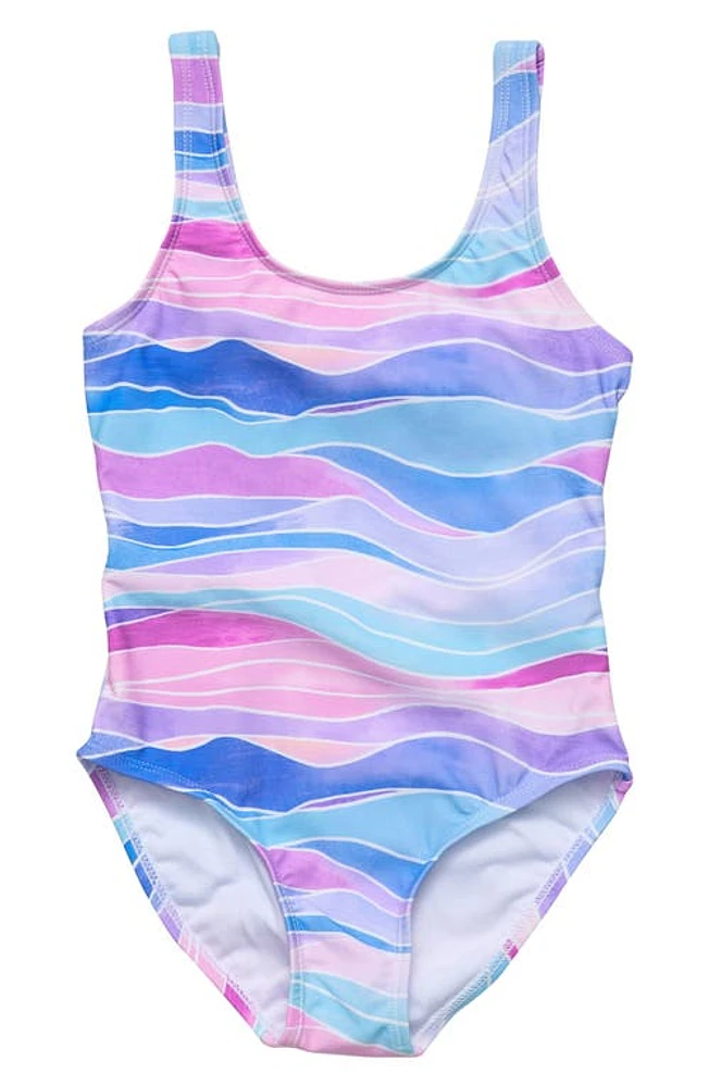 Snapper Rock Kids' Water Hues Tie Back One-Piece Swimsuit in Blue at Nordstrom, Size 4