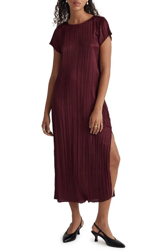 Madewell Plissé Midi Dress Mulberry Wine at Nordstrom,