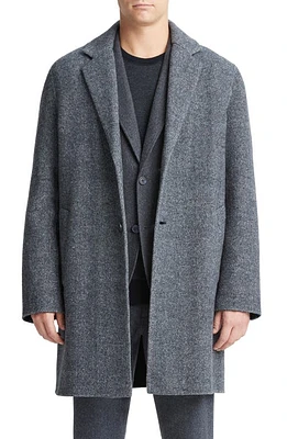 Vince Herringbone Classic Wool Blend Coat Coastal/Medium Heather Grey at Nordstrom,