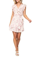 GIBSONLOOK Ruffles for Days Floral Wrap Minidress Ivory Rose Print at Nordstrom, Regular