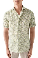 Eton Slim Fit Banana Print Short Sleeve Linen Shirt Natural at Nordstrom, - R