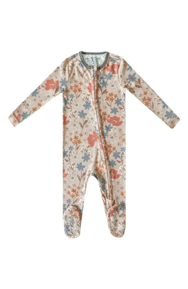 Copper Pearl Zip-Up Footie Pajamas Eden at Nordstrom,