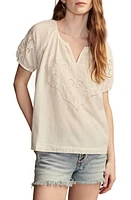 Lucky Brand Split Neck Cotton Eyelet Top at Nordstrom,