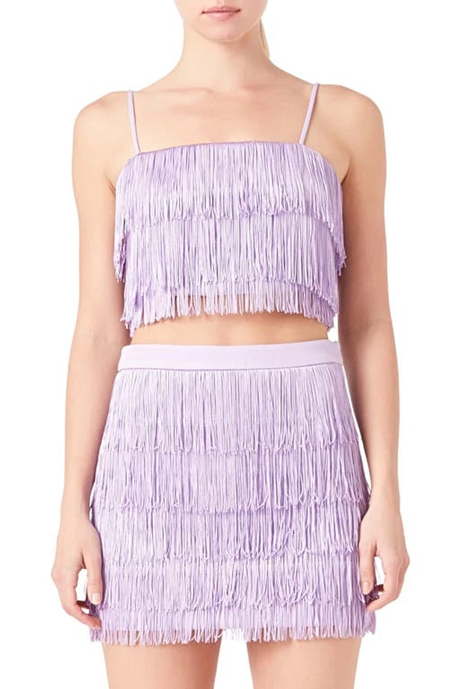 Endless Rose Tiered Fringe Crop Top Lilac at Nordstrom,