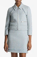 St. John Collection Metallic Tweed Zip-Up Jacket Powder Blue/White Multi at Nordstrom,