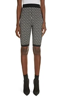 Balmain Monogram Jacquard Bike Shorts in Ivoire /Noir at Nordstrom, Size 10 Us