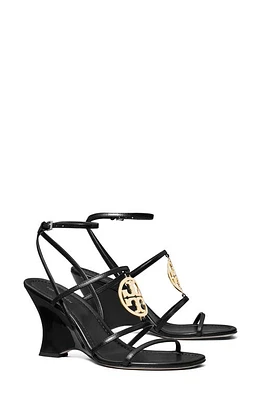 Tory Burch Capri Miller Wedge Sandal in Perfect Black /Gold at Nordstrom, Size 9