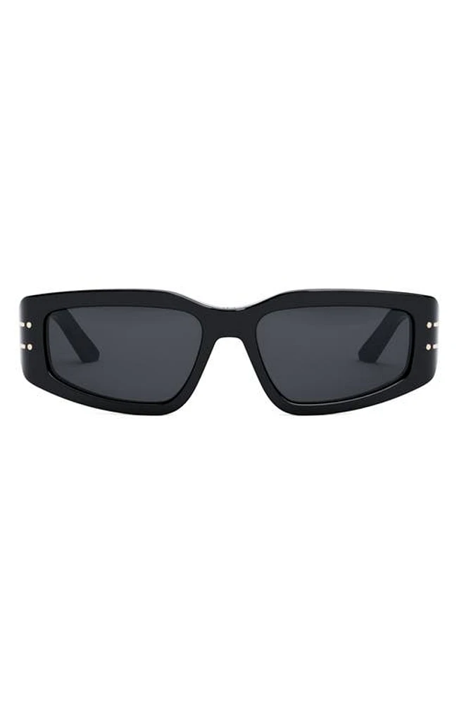 'DiorSignature S9U 56mm Geometric Sunglasses in Shiny Black /Smoke at Nordstrom