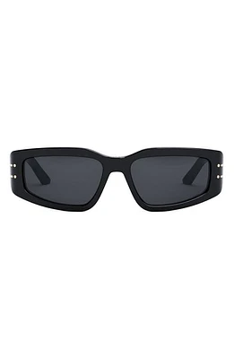 'DiorSignature S9U 56mm Geometric Sunglasses in Shiny Black /Smoke at Nordstrom