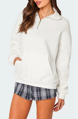 EDIKTED Quarter Zip Sweatshirt White at Nordstrom,